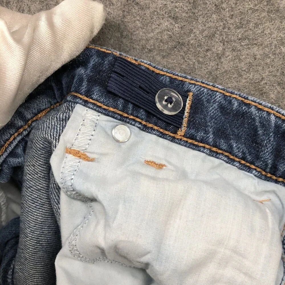 Uniqlo Girls Size 14 Slouchy Straight High Rise Jeans Distressed Blue‎ Youth
